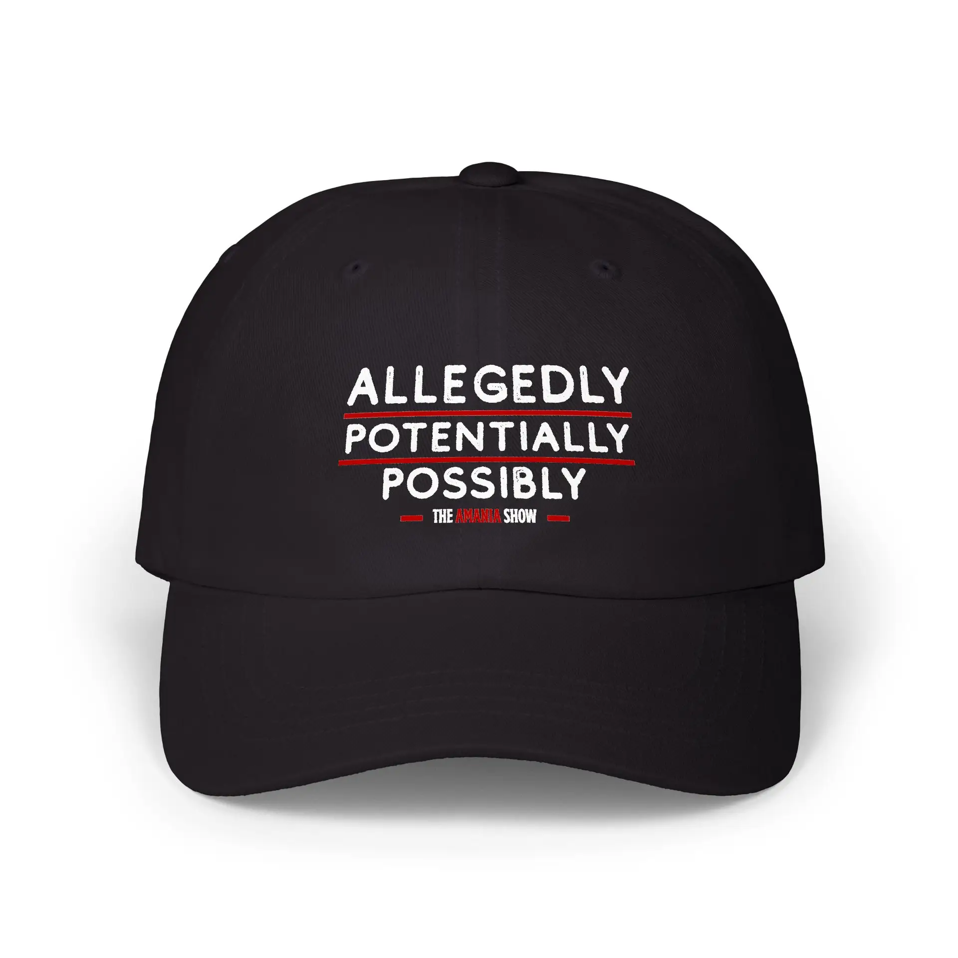 Head Gear — “Allegedly Potentially Possibly” Embroidered Baseball Hat Collection